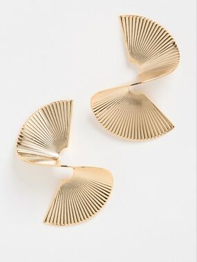 SHASHI 1984 earrings Gold Spiral Fan Statement pierced Revolve 1974